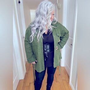 Tahari NWT 100% Linen Utility Jacket 2X